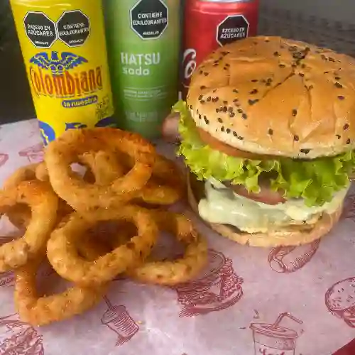 Hamburguesa Doble Carne, Papas y Gaseosa