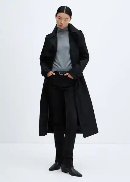 Abrigo Trench Chicago Negro Talla M Mujer Mango