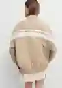 Chaqueta Mix Beige Talla S Mujer Mango
