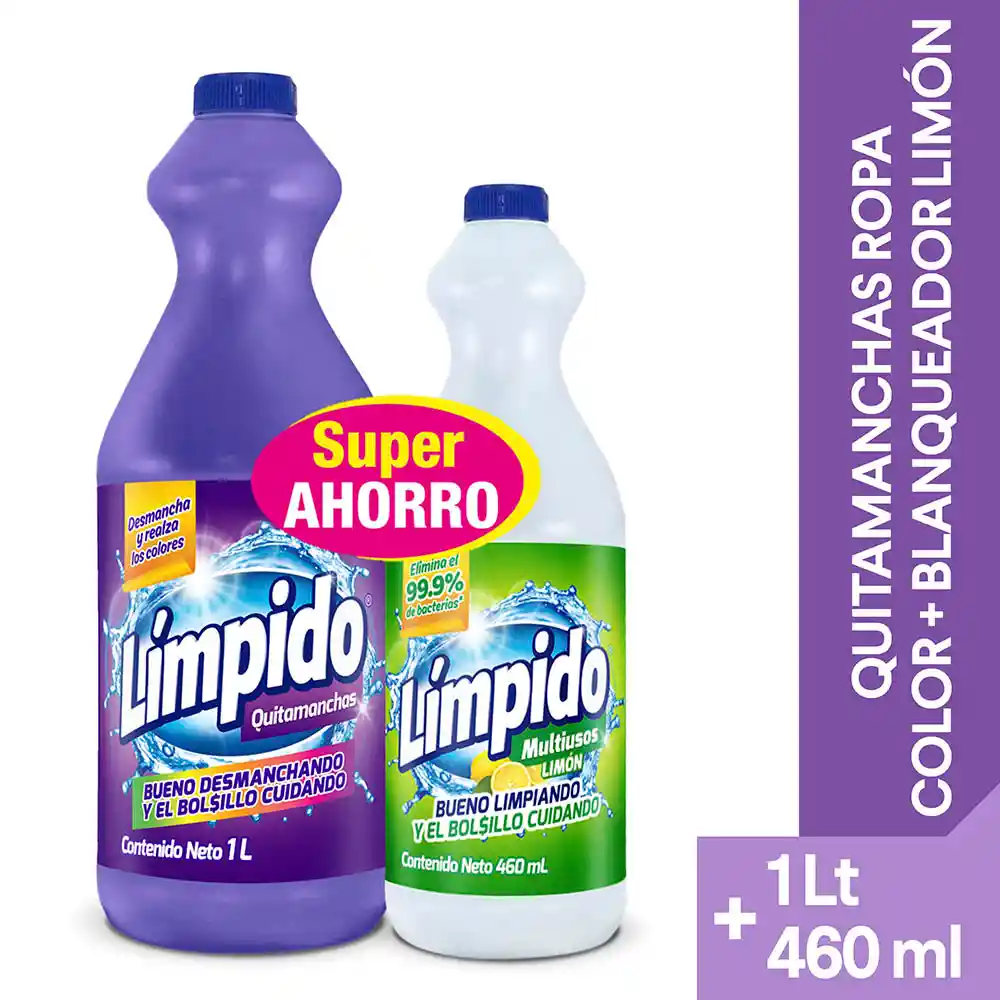 Quitamanchas Límpido Ropa Color 1 lt + Límpido Limón 460 ml