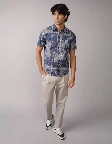 Camisa Hombre Azul Talla Large 2863403 American Eagle