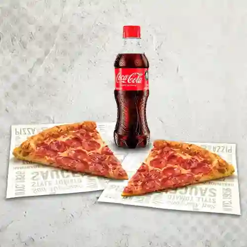 2 Porciones de Pizza más Gaseosa 400ml