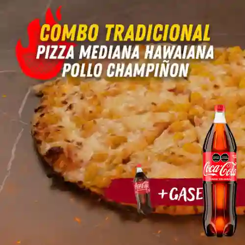 Pizza Mediana Tradicional +Gaseosa +Cocacola Org 1.5l