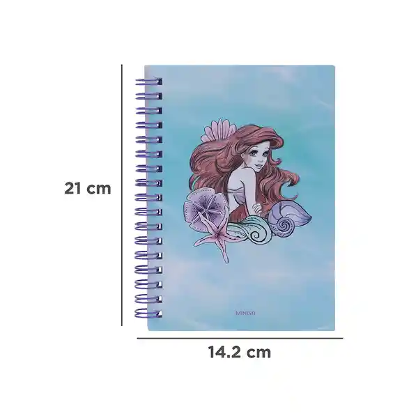 Miniso Cuaderno Con Alambre Disney la Sirenita A6 50 Hojas Rayadas