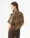 Blusa Animal Print Beige Caqui Medio Talla L Chevignon
