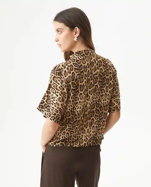 Blusa Animal Print Beige Caqui Medio Talla L Chevignon