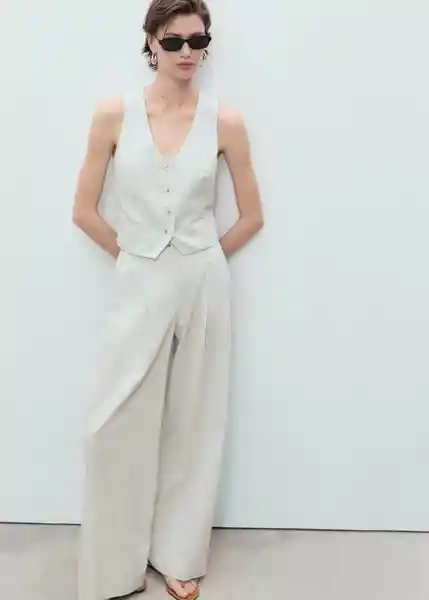 Pantalón Bali Crudo Talla 38 Mujer Mango
