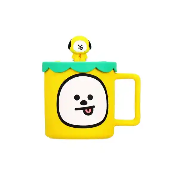 Bt21 Taza Cerámica Con Tapa de Silicona Chimmy Colección 425 mL