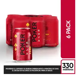 Cerveza Poker Roja - Lata 330ml x6