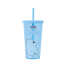 Vaso de Plástico we Bare Bears Con Pitillo Ice Bear Azul Miniso