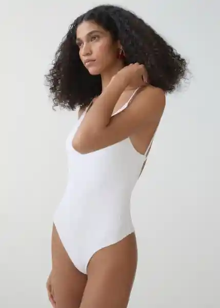 Vestido Bañador Positano Blanco Talla L Mujer Mango