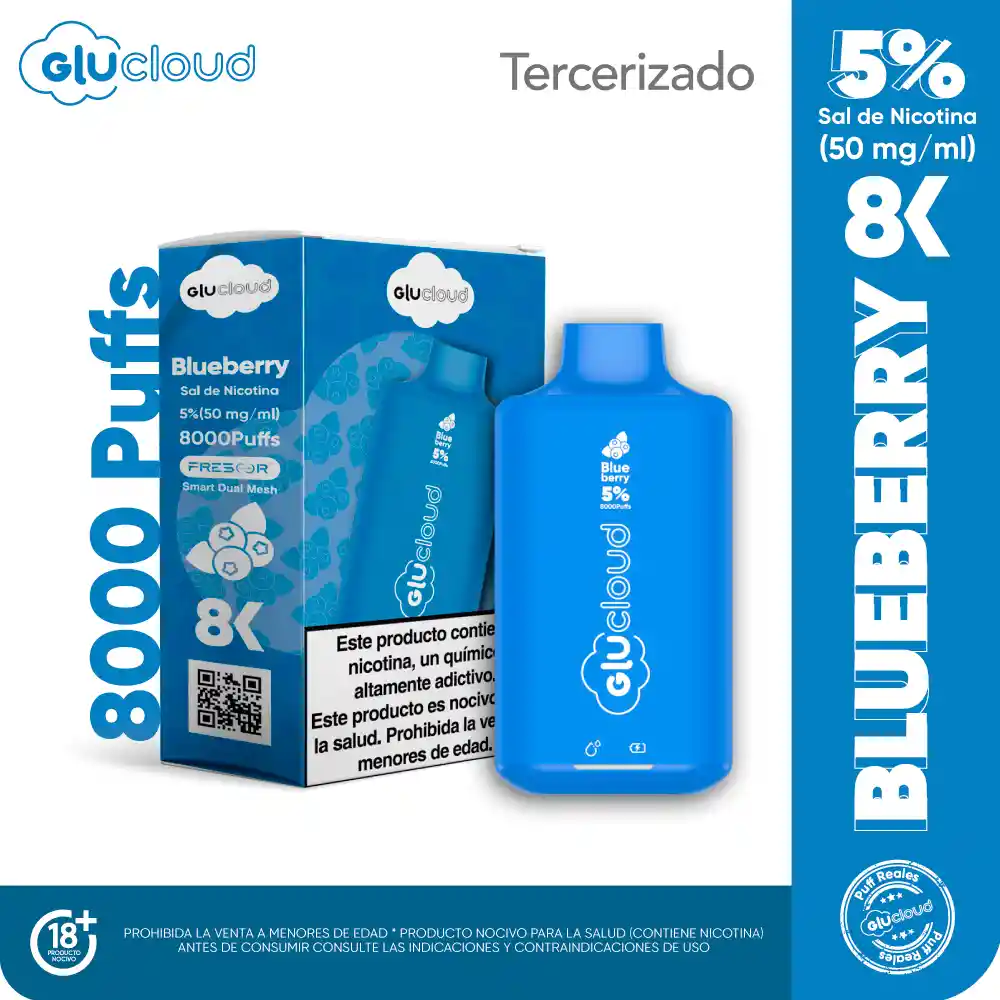 Glucloud Vape Blueberry 8K / 8000 Puff