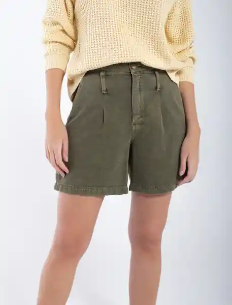 Short Denim Verde Agave Oscuro Talla 10 Mujer Naf Naf