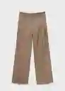 Pantalón Mila Beige Talla 40 Mujer Mango