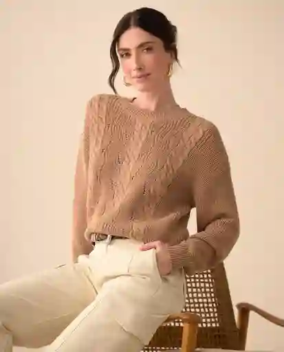 Blusa Tejido Café Beige Medio Talla L 661G212 Esprit