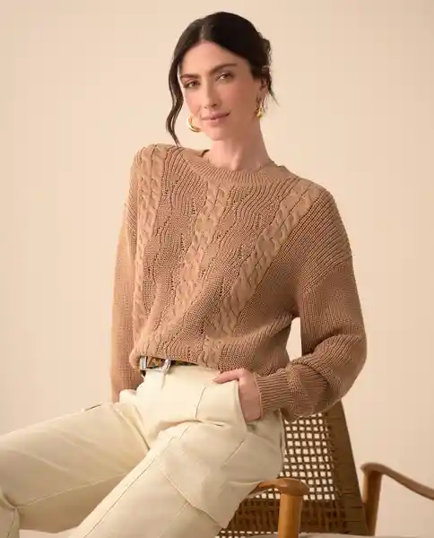 Blusa Tejido Café Beige Medio Talla L 661G212 Esprit