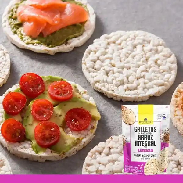 Karavansay Galletas de Arroz Integral Inflado con Linaza