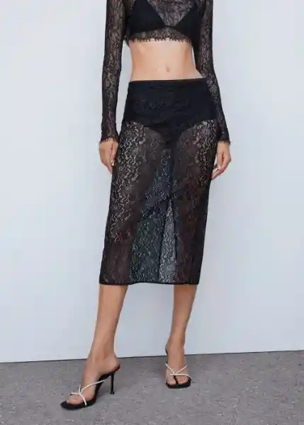 Falda Dali Negro Talla 34 Mujer Mango