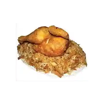 75 Arroz Frito + 1/2 Pollo + Papas