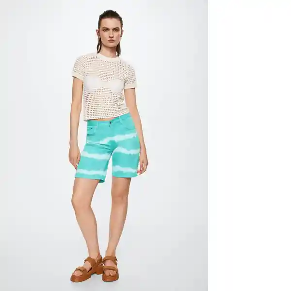 Bermudas Ibiza Turquesa Talla 34 Mujer Mango