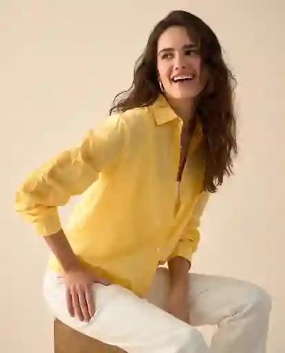 Camisa Amarillo Seda Claro Talla XS 611G029 Esprit