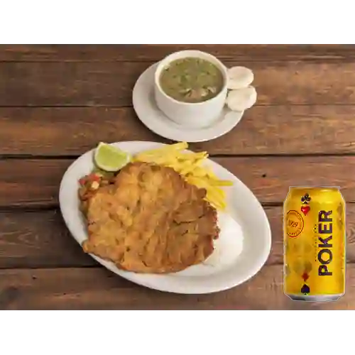 Combo 1/2 Chuleta de Pollo + Poker 355 ml