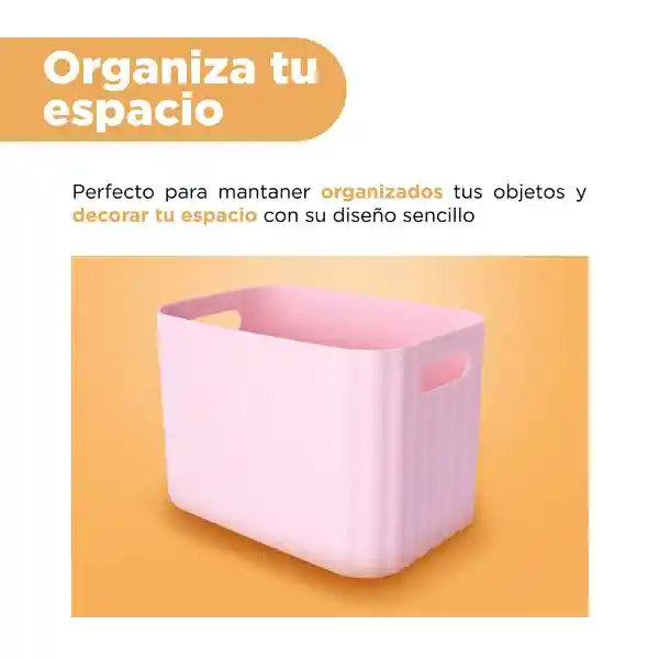 Organizador Plástico Con Asa Rosa Miniso