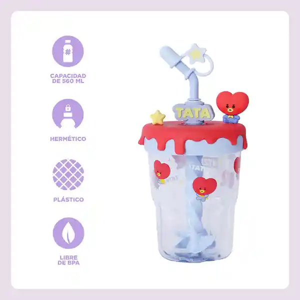 Vaso Con Pitillo Baby Tata 560 mL Serie Bt21 Miniso