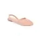 Zapatos Baleta Punta Roth Beige Talla 38 Mercedes Campuzano