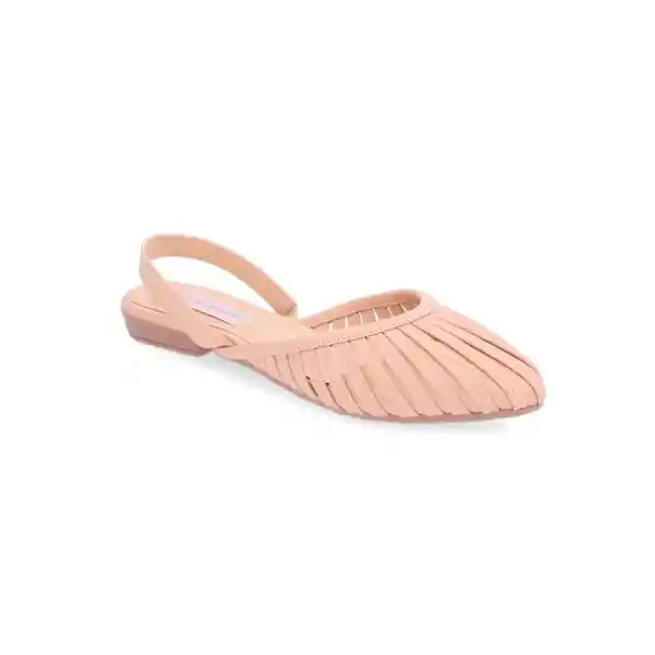 Zapatos Baleta Punta Roth Beige Talla 38 Mercedes Campuzano