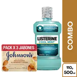 Combo Johnsons Jabon Avena 3 Und + Listerine Coolmint 500 mL