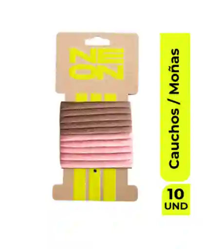 Neon Elastics Set Moña Caucho Rosa/Beige