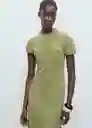 Vestido Pomelo Verde Talla M Mujer Mango