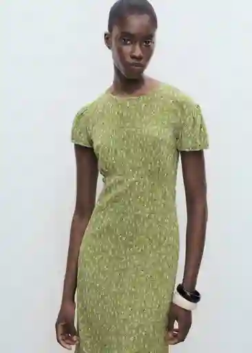 Vestido Pomelo Verde Talla M Mujer Mango