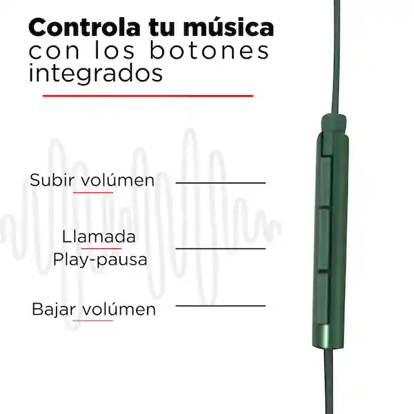 Miniso Audifonos Mini Con Cable Trenzado Verde Modelo 8459t