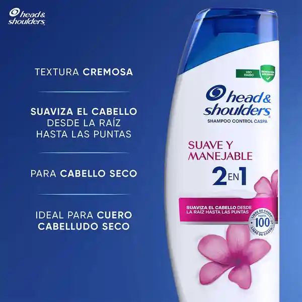 Shampoo Head Shoulders 2 en 1 Suave y Manejable Champu Head and Shoulders 18 ml