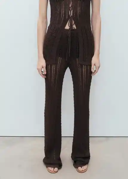 Pantalón Magnolia Chocolate Talla M Mujer Mango