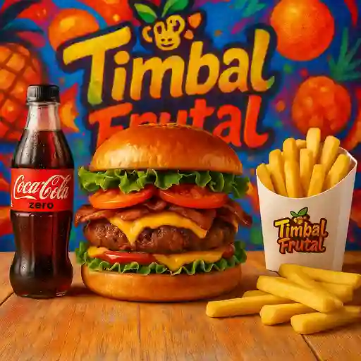 Hamburguesa clasica + papas + coca 250ml