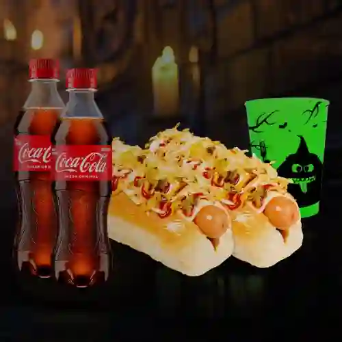 2 Perros Monstruosos + 2 Gaseosas 400ml