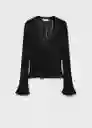 Abrigo Cardigan Lasso Negro Talla XS Mujer Mango