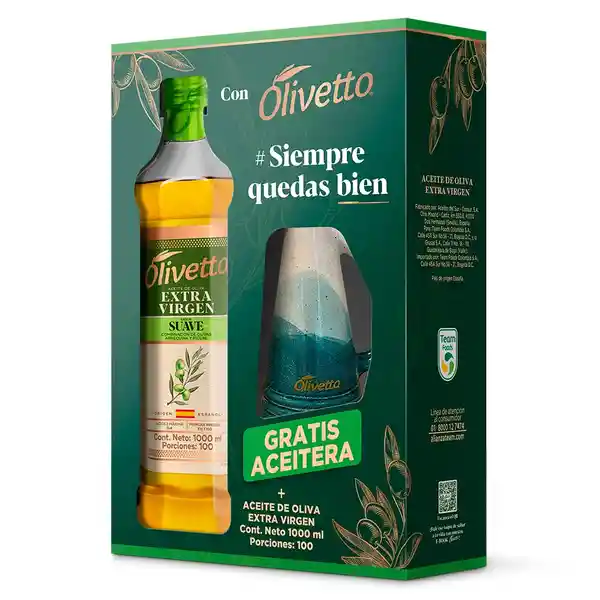 Olivetto Aceite de Oliva Extra Virgen Suave Gratis Aceitera