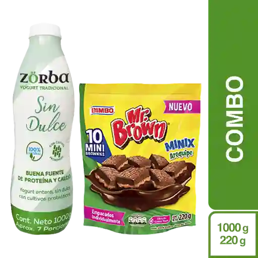 Combo Mr. Brown Minix Brownie Arequipe + Yogurt Entero Sin Dulce