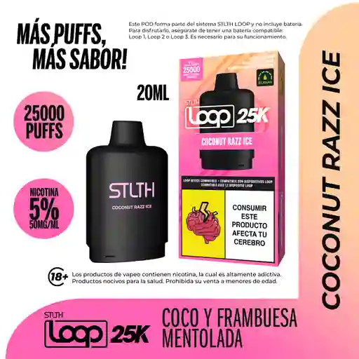 Stlth Loop Vapeador Pod Coconut Razz Ice 25K