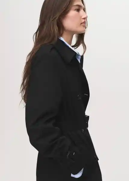 Abrigo Trench Polana Negro Talla M Mujer Mango