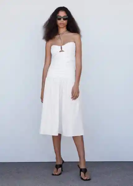 Vestido Saritas Off White Talla L Mujer Mango