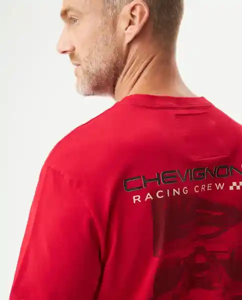 Camiseta Racing Masculino Rojo Chili Oscuro Talla XL Chevignon