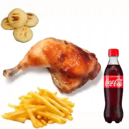 Combo 1/4 Pollo + Papa + Coca-Cola 400 ml