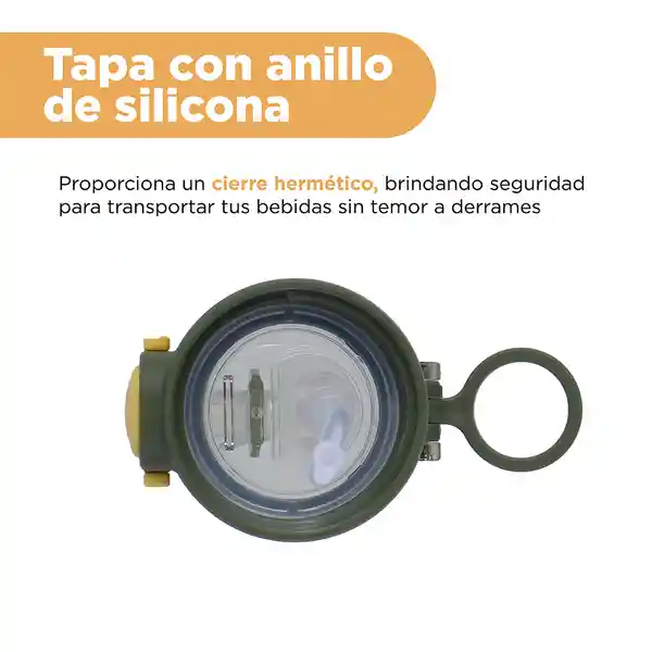 Vaso Plástico Correa Hombro Jurassic Verde Oscuro 600 mL Miniso