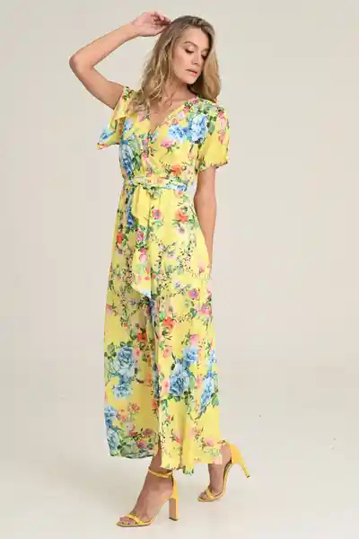 Vestido Primavera Color Amarillo Brillante Talla M Ragged