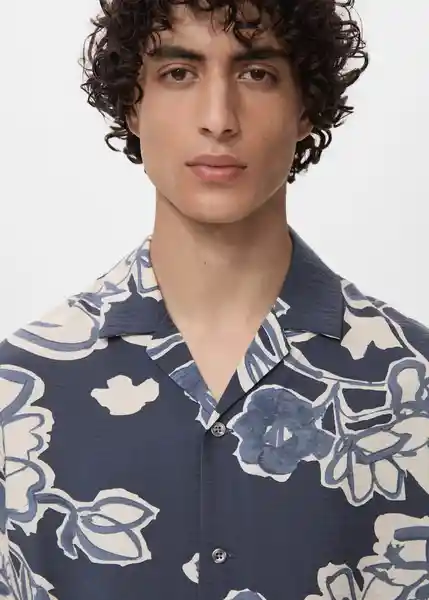 Camisa Scorcio Navy Talla L Hombre Mango